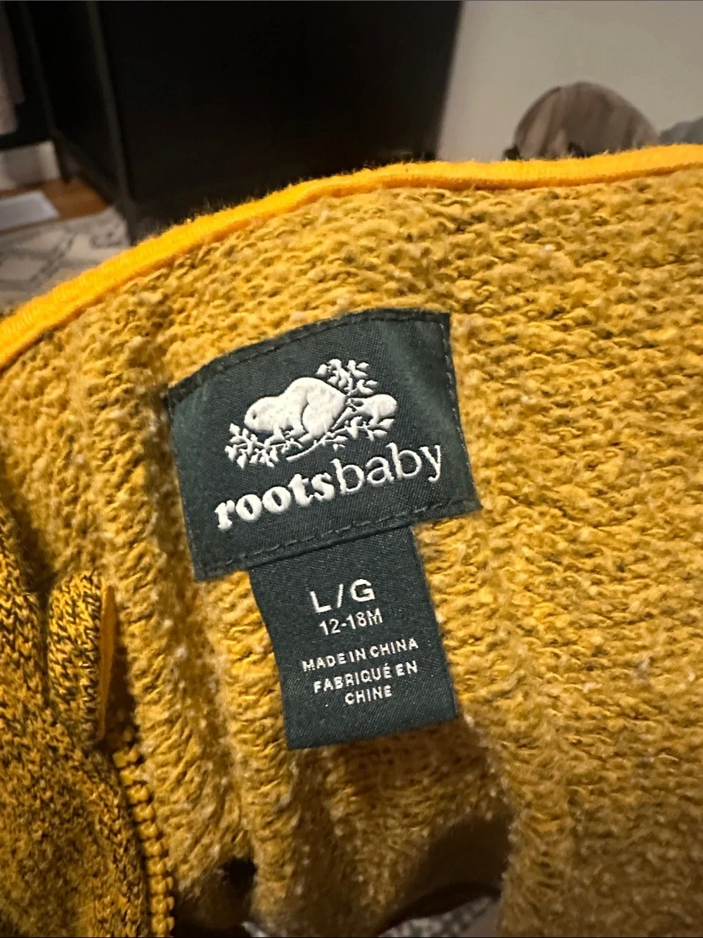 Roots toddler Yellow Mustard Hooded Zip Sweatshirt 18mo